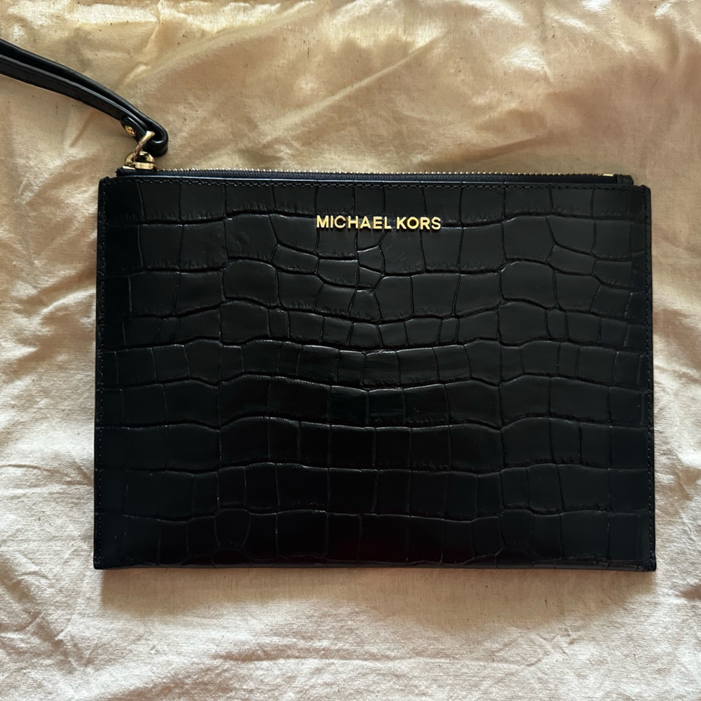Michael Kors Black Crocodile Clutch